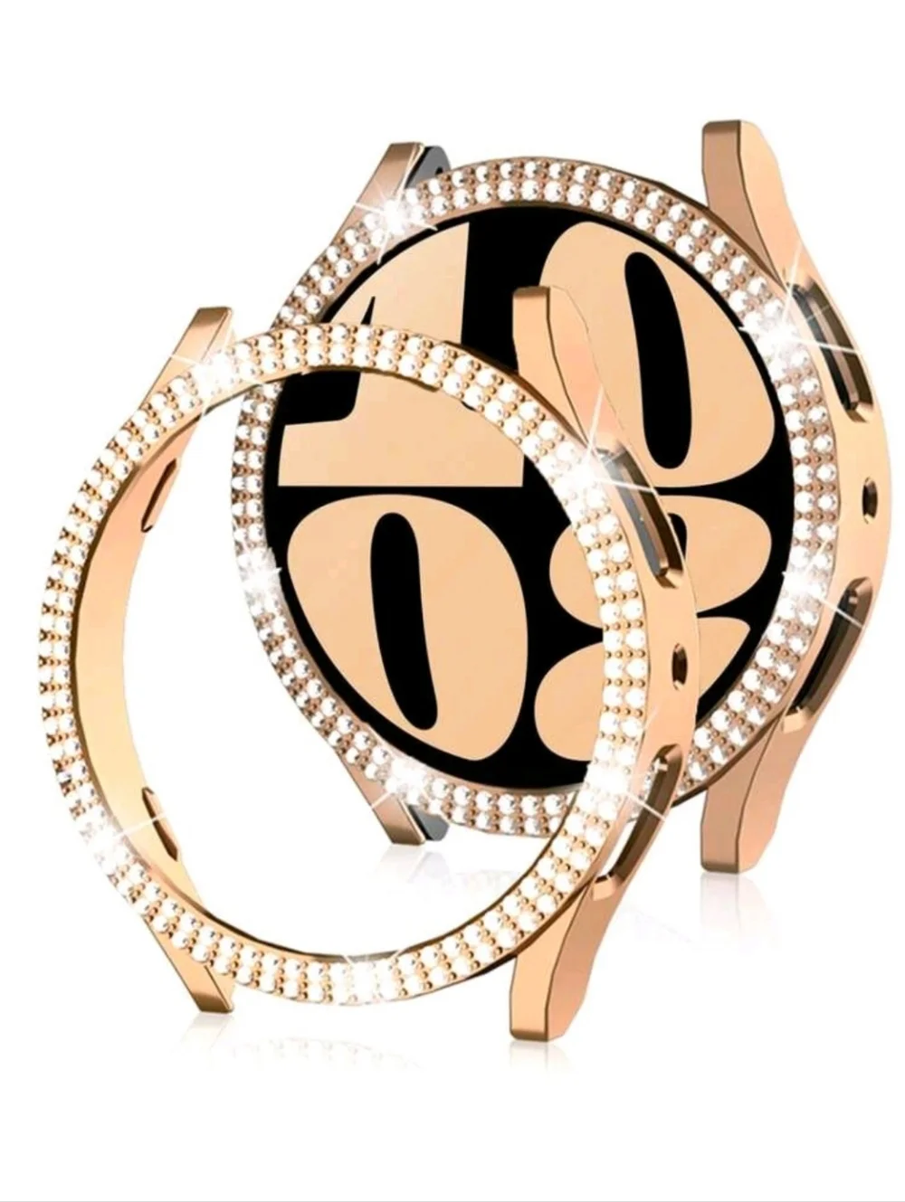 2 Pc. Samsung Galaxy Watch 4/5 44mm Rhinestone Bezel Watch Cases - Silver & Gold